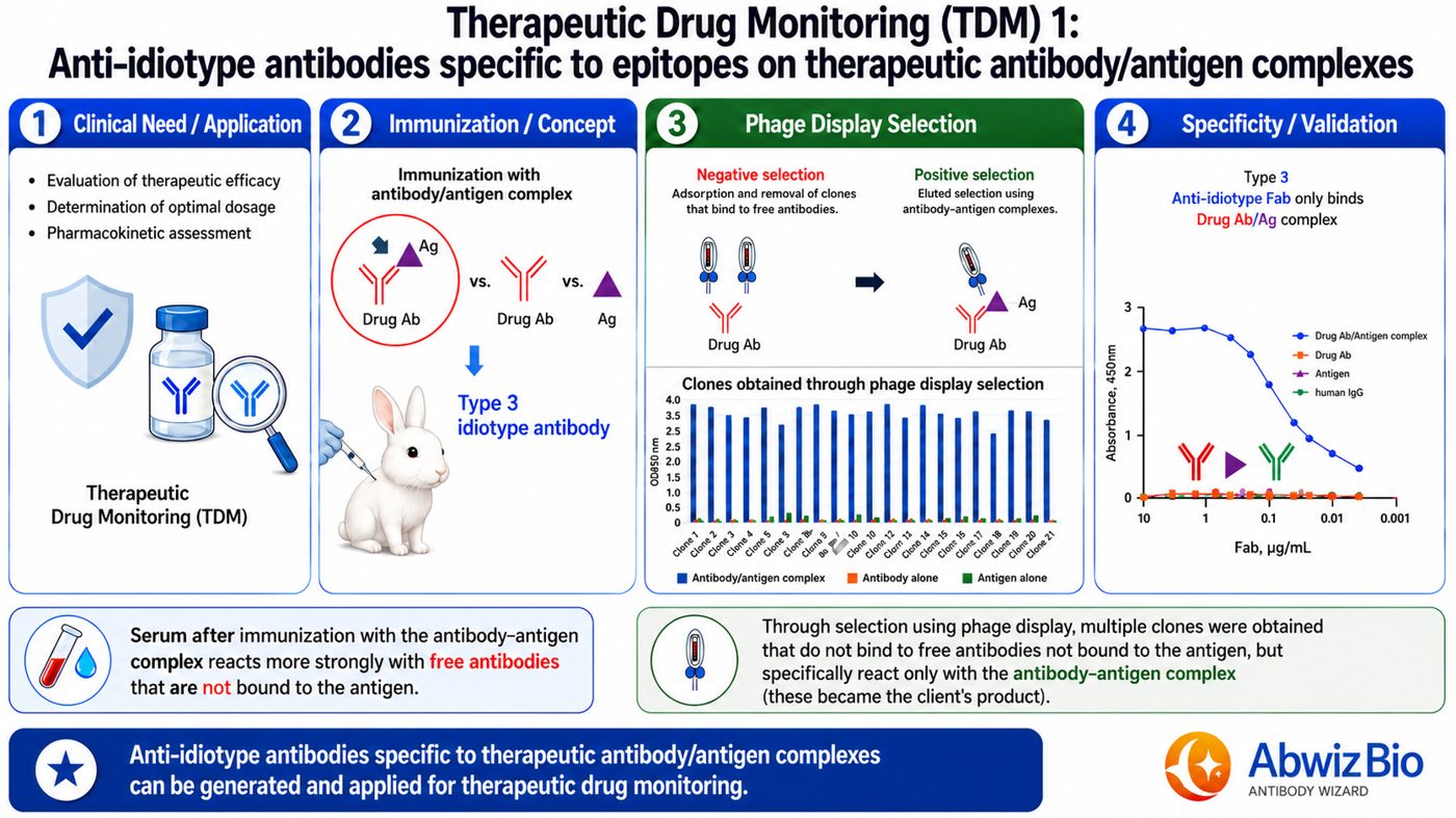 Anti-idiotype antibodies for therapeutic drug monitoring