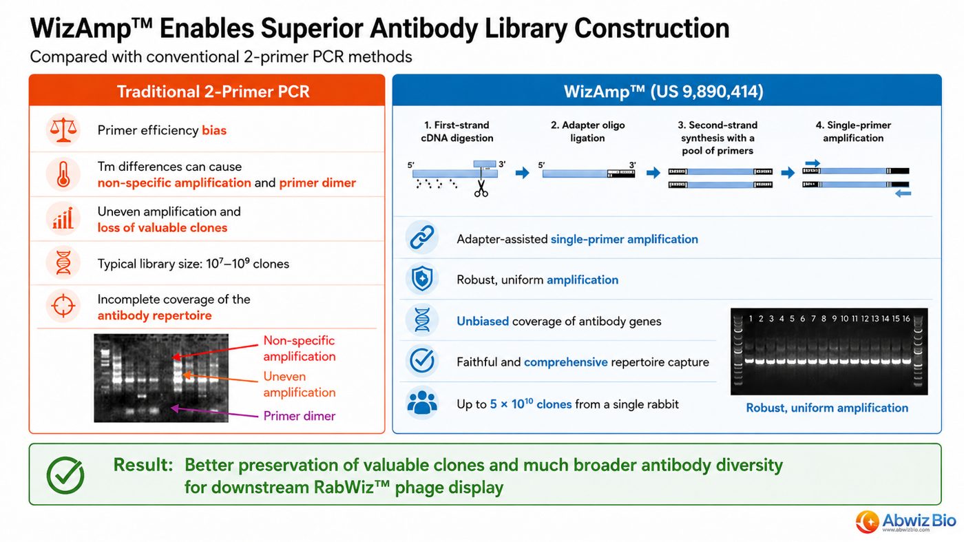 WizAmp™ enables superior antibody library construction
